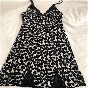 Black and White Heart Night Slip
